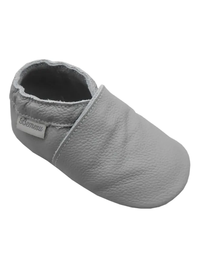Bemesu Krabbelschuhe^Baby-Leder-Laufschuhe, komfortabel mit rutschfester Sohle - Grau
