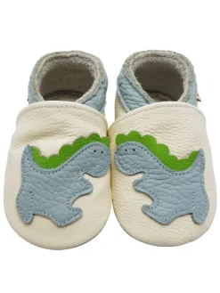 Baby-Lederlaufschuhe mit rutschfester Sohle – Cremefarben mit Dinosauriermuster>Yalion Sale
