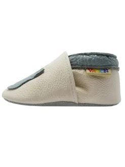 Baby-Lederlaufschuhe mit rutschfester Sohle – Cremefarben mit Dinosauriermuster><noscript><img width=