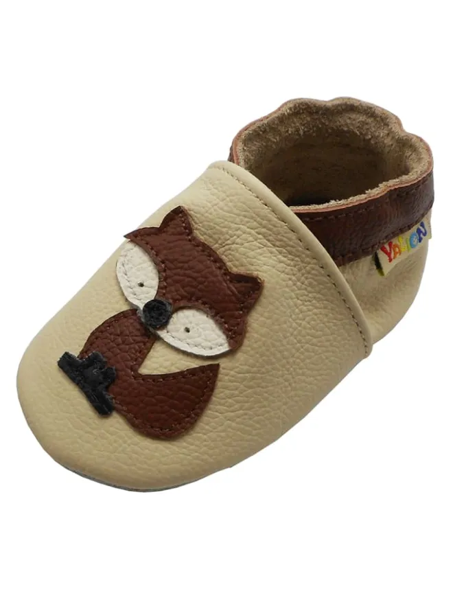 Baby-Lederlaufschuhe mit rutschfester Sohle – Cremefarben mit Fuchsmotiv>Yalion Sale