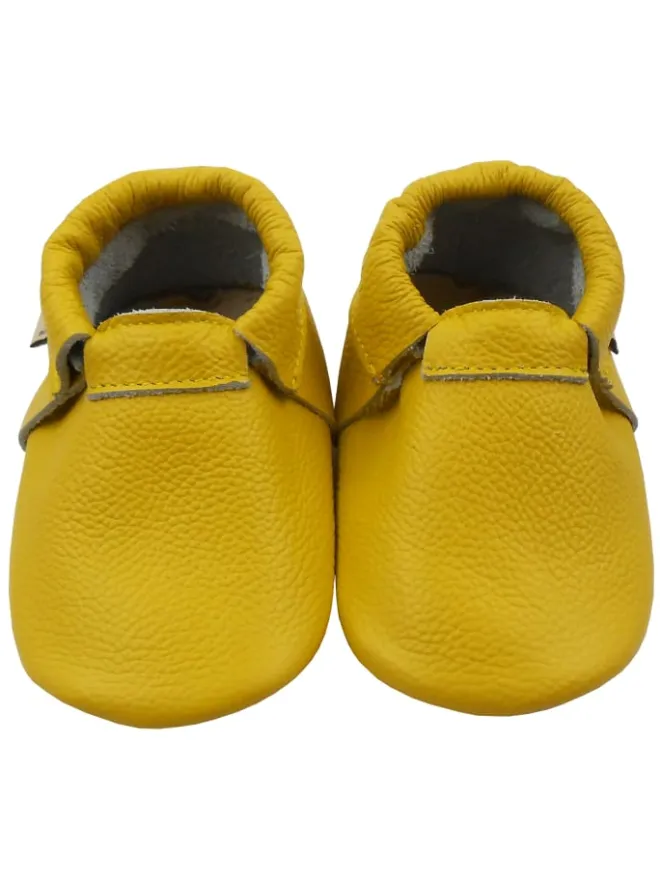 Mepiq Krabbelschuhe^Baby-Leder-Laufschuhe, mit rutschfester, harter Sohle - Gelb