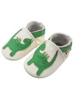 Yalion Krabbelschuhe^Baby-Lederlaufschuhe mit rutschfester Sohle – grünes Dinosauriermuster