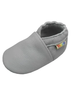 Babyschuhe aus Leder mit rutschfester Sohle – Hellgrau><noscript><img width=