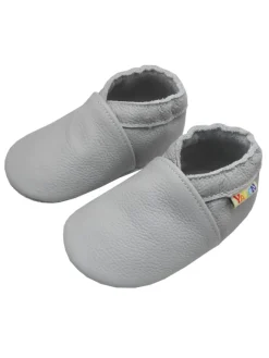 Babyschuhe aus Leder mit rutschfester Sohle – Hellgrau><noscript><img width=