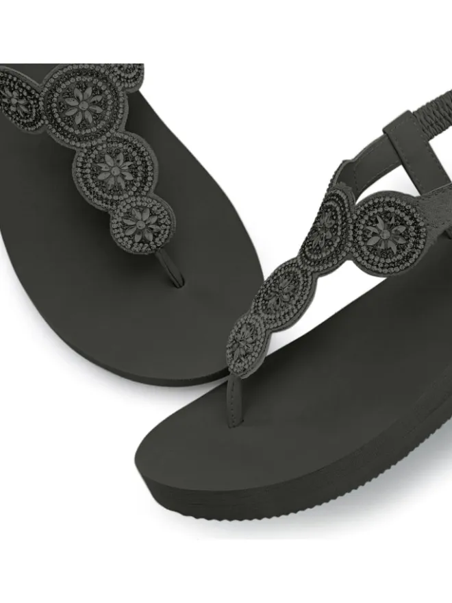 Venice Beach Sandalen·Zehensandalen^Badezehentrenner in schwarz