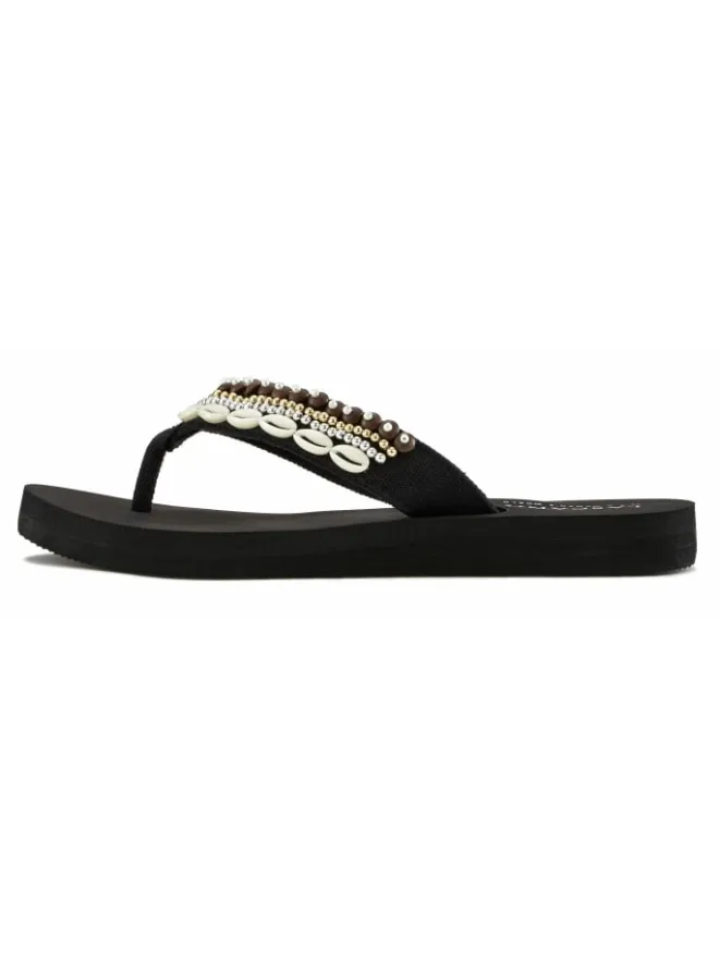 LASCANA Sandalen·Zehensandalen^Badezehentrenner in schwarz