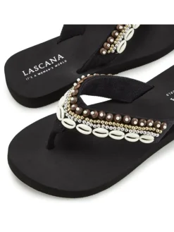 LASCANA Sandalen·Zehensandalen^Badezehentrenner in schwarz