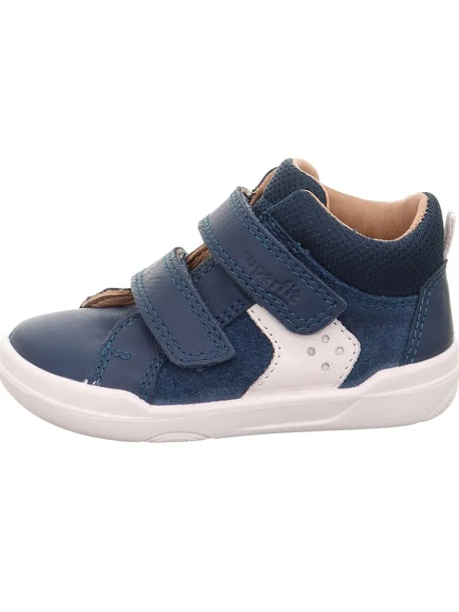 Barfuß Leder-Stiefeletten "Superfree" in Dunkelblau/ Weiß>superfit Sale