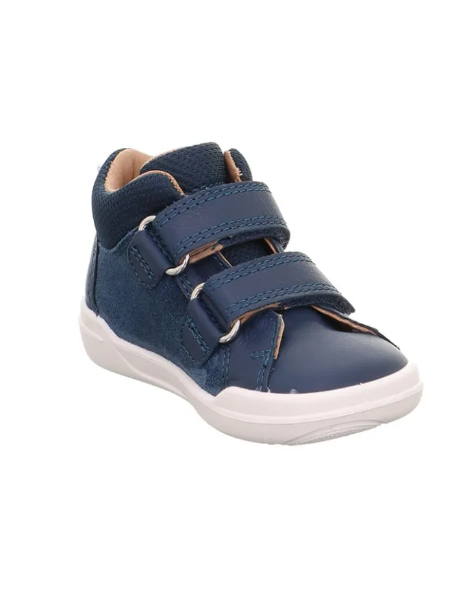 Barfuß Leder-Stiefeletten "Superfree" in Dunkelblau/ Weiß>superfit Sale