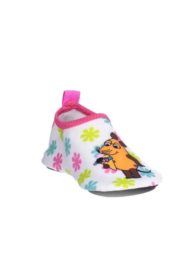 Playshoes Badeschuhe|Badeschuhe^Barfuß-Schuh DIE MAUS Blumen in Weiß/Rosa