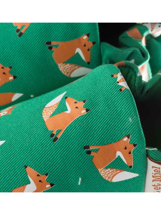 Baumwoll-Krabbelschuhe "Fox" in Grün>Lait et Miel Clearance