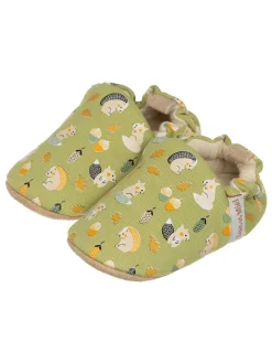 Baumwoll-Krabbelschuhe "Squirrel" in Grün>Lait et Miel