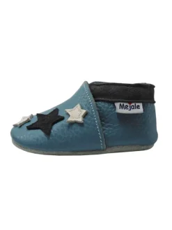 Blaue Baby Leder Krabbelschuhe, mit rutschfester Sohle – Sternenmuster><noscript><img width=
