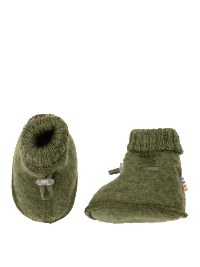Booties Krabbelschuhe Merinowolle in dunkelolive>Joha Discount