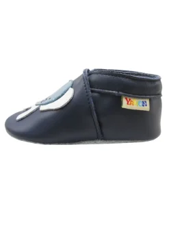 Dunkelblaue Babyschuhe aus echtem Leder ，rutschfester Sohle–Mit Elefanten-Muster><noscript><img width=