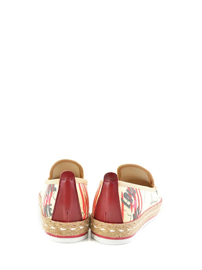 Goby Halbschuhe^Espadrilles in Beige/ Schwarz/ Rot