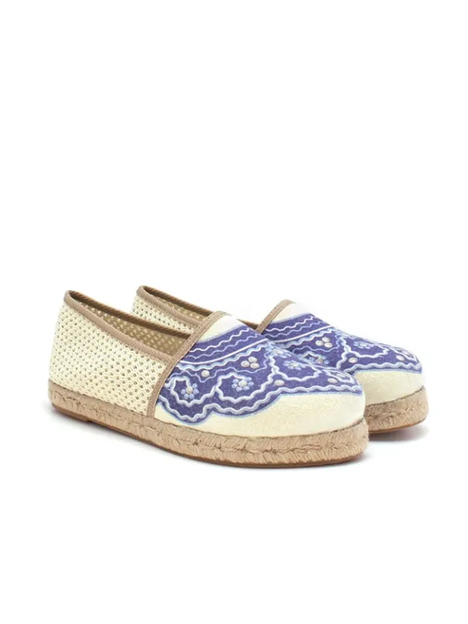 Espadrilles in Creme/ Dunkelblau>Calceo Discount