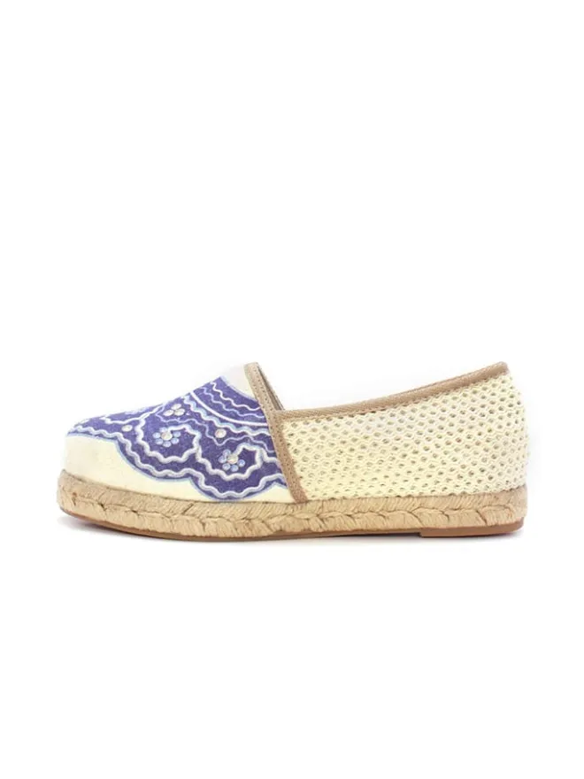 Espadrilles in Creme/ Dunkelblau>Calceo Discount