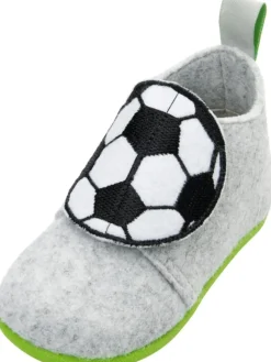 Playshoes Hausschuhe^Filz-Hausschuh Fußball in Grau