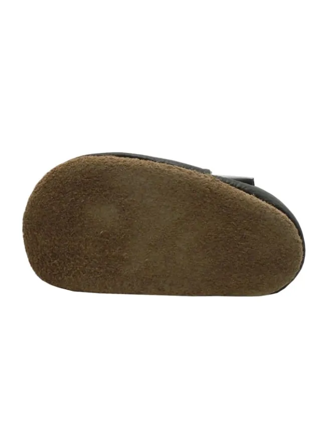 Mejale Krabbelschuhe^Graue Baby-Laufschuhe aus echtem Lede,rutschfester, weicher Sohle–Sternmuster