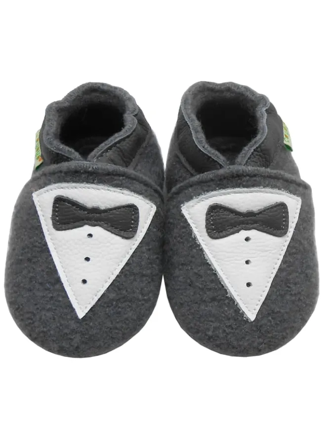 Sayoyo Krabbelschuhe^Graue Wollschuhe - Schleifenmuster