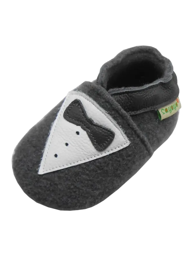 Sayoyo Krabbelschuhe^Graue Wollschuhe - Schleifenmuster
