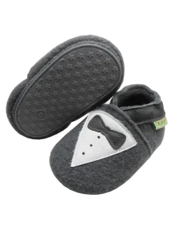Sayoyo Krabbelschuhe^Graue Wollschuhe - Schleifenmuster