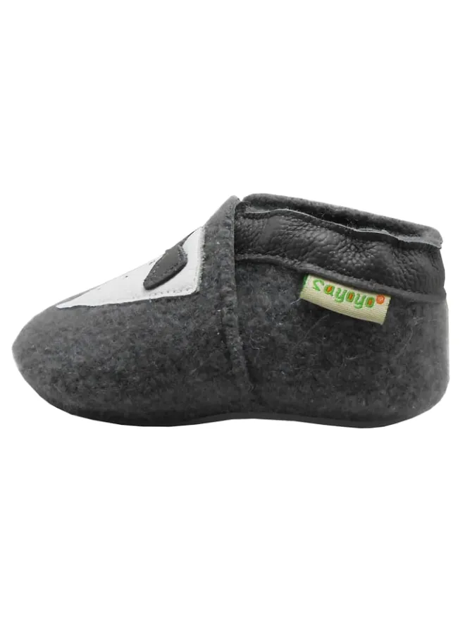 Sayoyo Krabbelschuhe^Graue Wollschuhe - Schleifenmuster