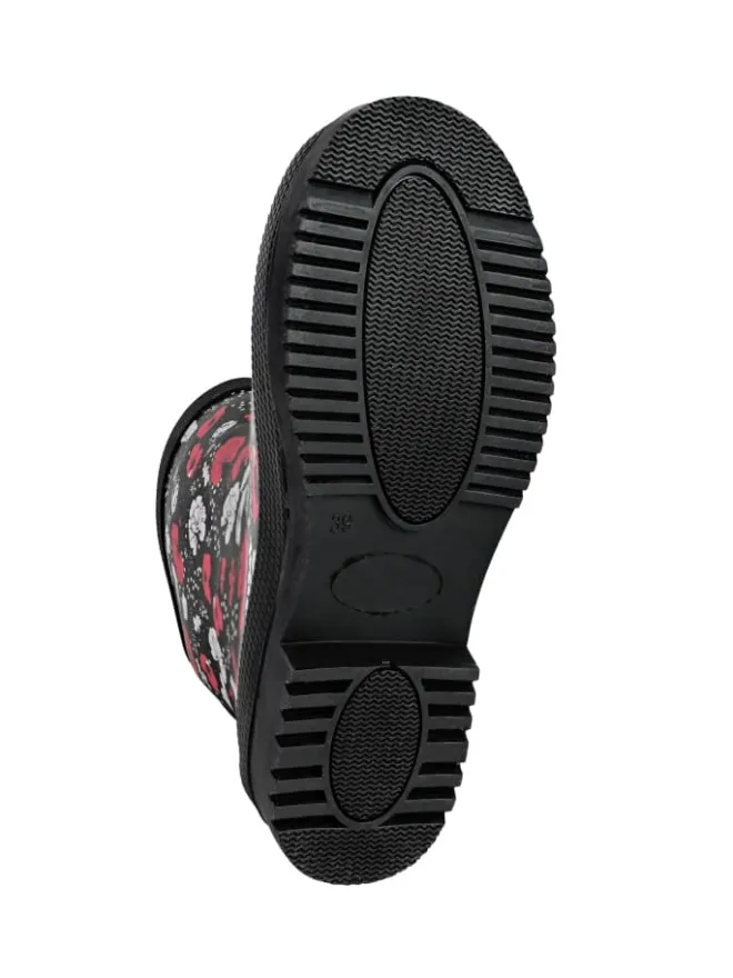 Gummistiefel Blossom Night Halbschaft in schwarz / weiß / rot>Regenliebe Sale