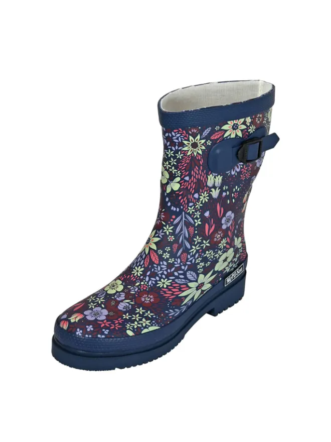 Gummistiefel Flower Halbschaft in dunkelblau mit Blumenprint>MADSea Hot