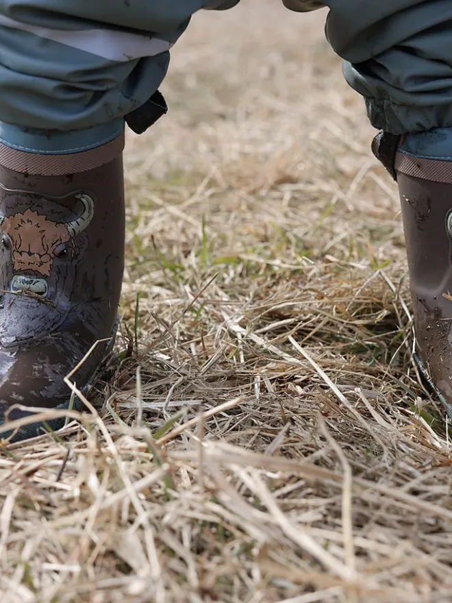 Gummistiefel in Dunkelbraun/ Petrol>mikk-line Best