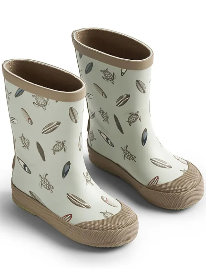 Gummistiefel in Hellblau/ Beige>Wheat Best