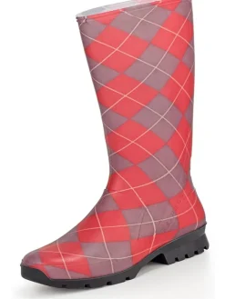 Gummistiefel "Mareike" in rot/grau kariert>Spirale Hot
