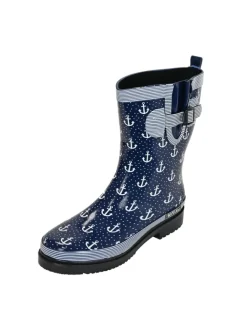 MADSea Gummistiefel^Gummistiefel Ocean Anchor Halbschaft in Dunkelblau mit Weißen Ankern