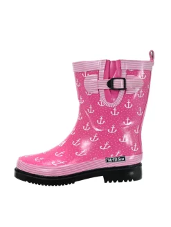 Gummistiefel Ocean Anchor Halbschaft in Pink mit Weißen Ankern>MADSea Clearance