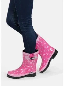 Gummistiefel Ocean Anchor Halbschaft in Pink mit Weißen Ankern><noscript><img width=