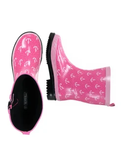 Gummistiefel Ocean Anchor Halbschaft in Pink mit Weißen Ankern><noscript><img width=