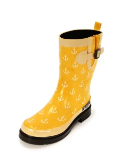 Gummistiefel Ocean Anchor Halbschaft in Gelb mit Weißen Ankern>MADSea New