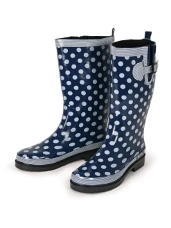 Gummistiefel Ocean High Langschaft in Dunkelblau mit weißen Punkten><noscript><img width=