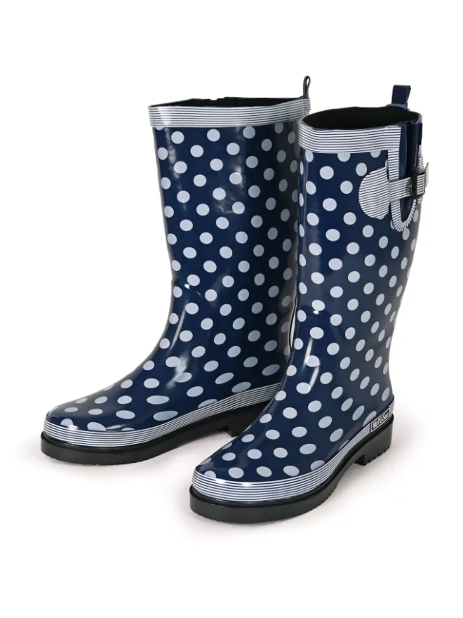 Gummistiefel Ocean High Langschaft in Dunkelblau mit weißen Punkten>MADSea Online