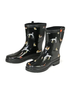 Gummistiefel Waldi Halbschaft mit Hunde Motiv in schwarz>Regenliebe Online