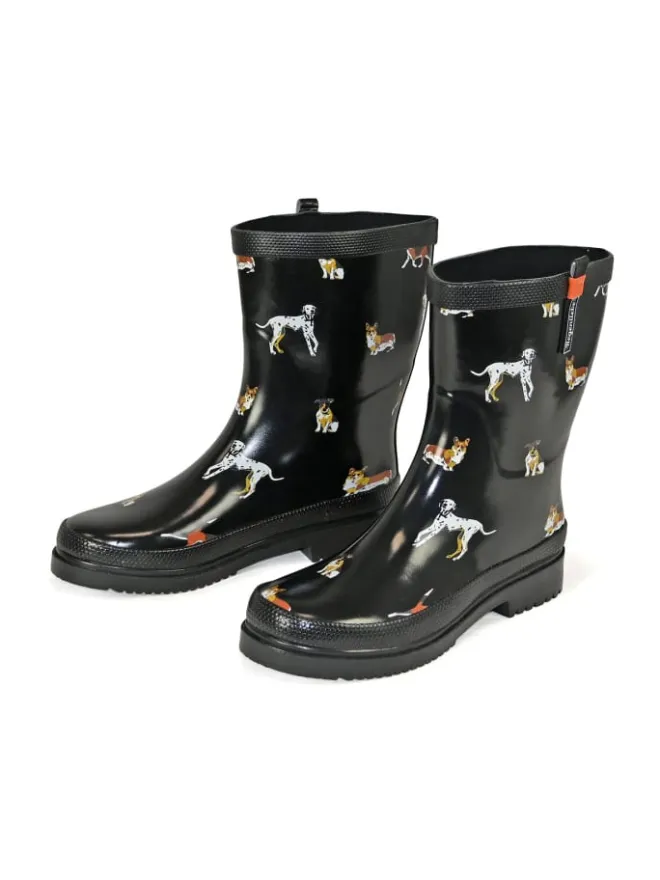 Gummistiefel Waldi Halbschaft mit Hunde Motiv in schwarz>Regenliebe Online