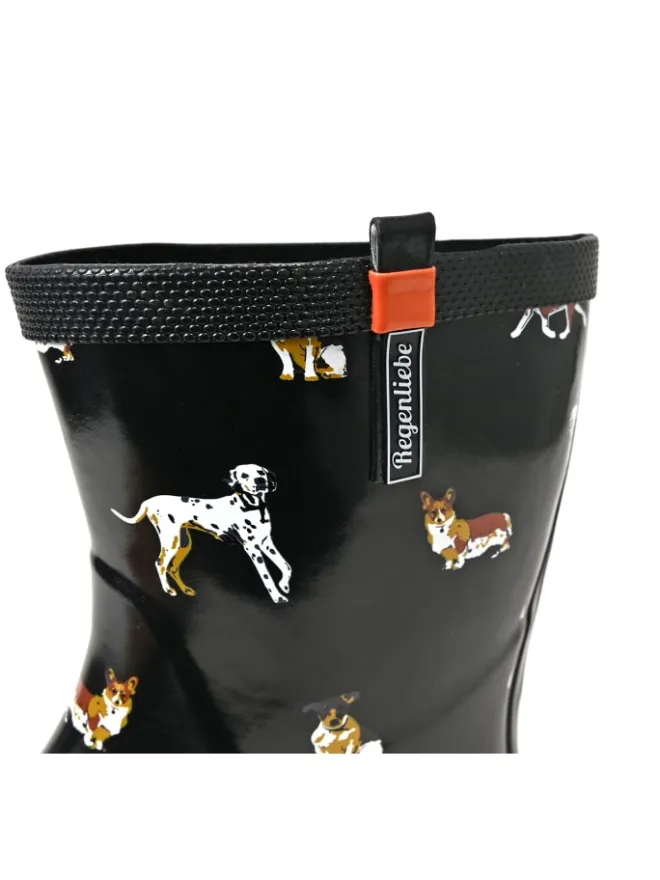 Gummistiefel Waldi Halbschaft mit Hunde Motiv in schwarz>Regenliebe Online