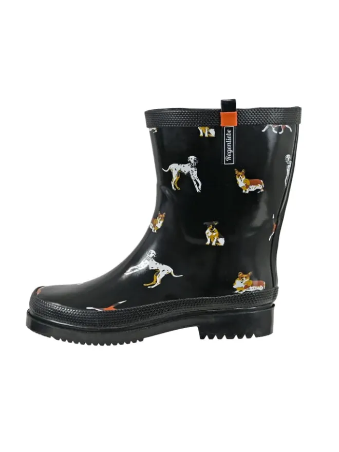 Gummistiefel Waldi Halbschaft mit Hunde Motiv in schwarz>Regenliebe Hot