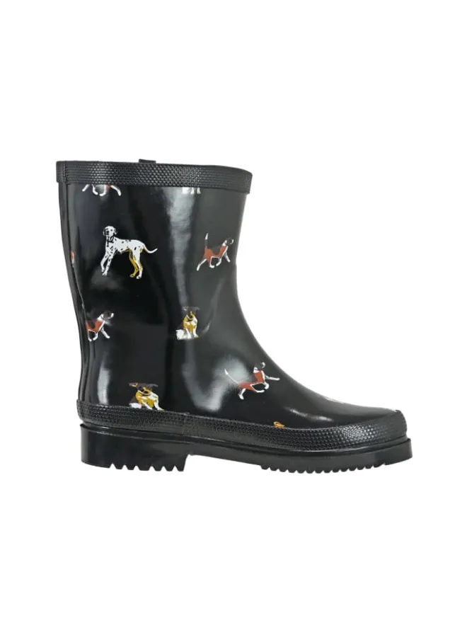 Gummistiefel Waldi Halbschaft mit Hunde Motiv in schwarz>Regenliebe Hot