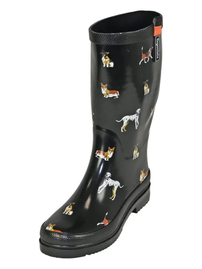 Regenliebe Gummistiefel^Gummistiefel Waldi Langschaft mit Hunde Motiv in schwarz