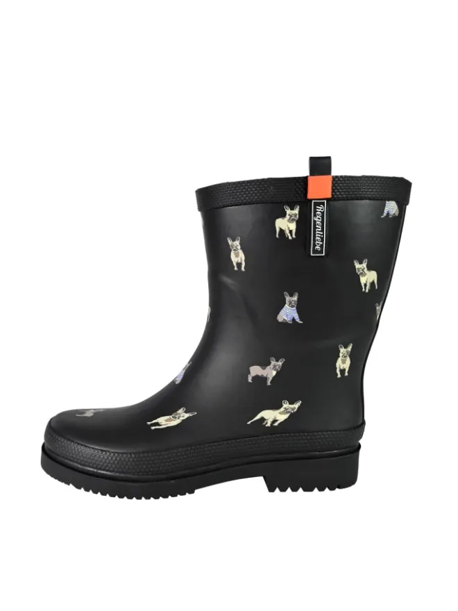 Gummistiefel Waldi Mops Halbschaft in schwarz>Regenliebe