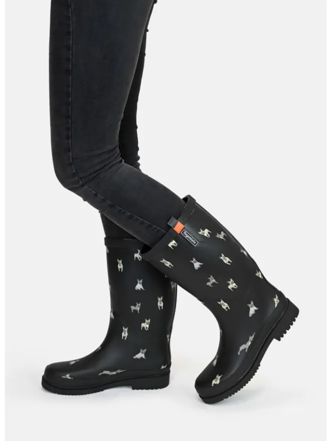 Gummistiefel Waldi Mops Langschaft in schwarz>Regenliebe Outlet
