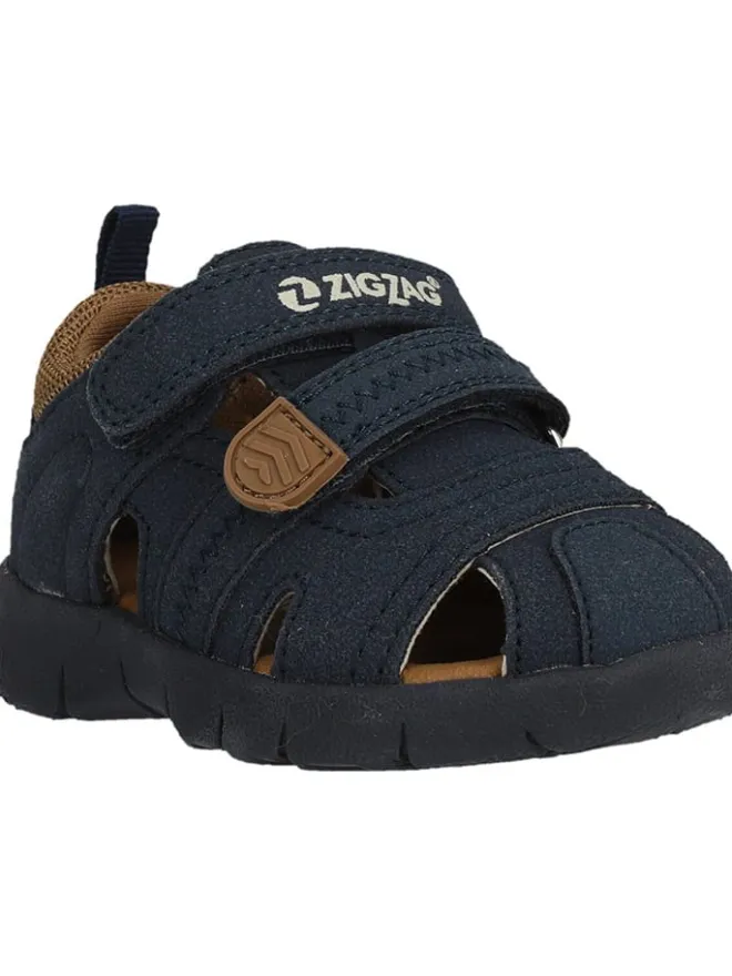 Halbsandalen in Dunkelblau/ Hellbraun>Zigzag Sale