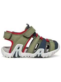 Geox Sandalen·Halbsandalen^Halbsandalen "Kraze" in Khaki/ Rot/ Dunkelblau